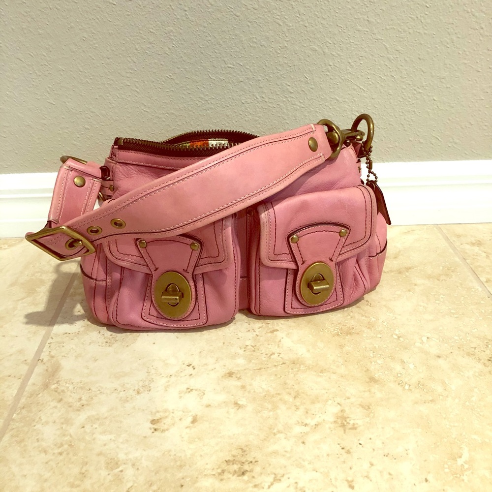 Coach pink leather tote